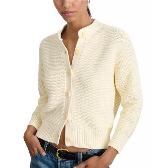 Alex Mill Women Ivory Cotton Texture Knit Nico Casual Crewneck Cardigan Size XS - Picture 3 of 7
